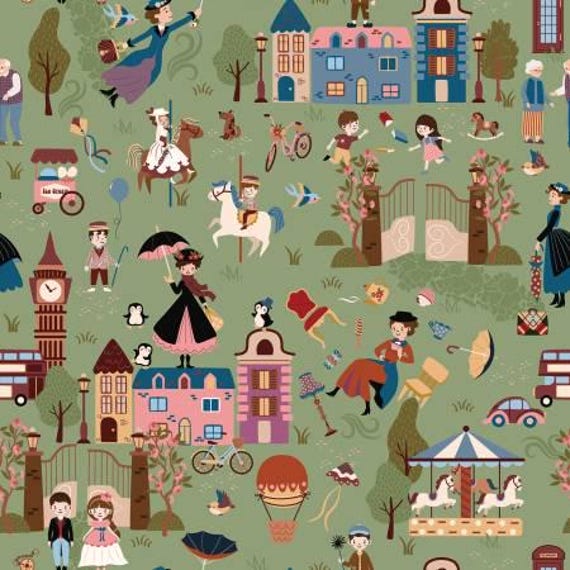 A Spoonful of Sugar Cherry Tree Lane Main Grass Riley Blake Designs, sold by the yard