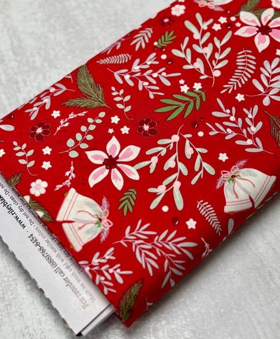 Mistletoe & Holly, Main print, in red, by Beverly McCullough for Riley Blake Designs, sold be the yard