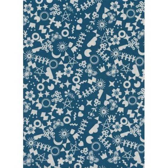 Paper Cuts, Cut it Out, Teal Unbleached Cotton Fabric, R1963-002, By Rashida Coleman-Hale, Cotton + Steel, Sold by the 1/2 yard or the yard