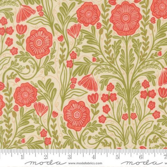 The Henhouse, by Gingiber, Poppy Florals, in Cloud, 48432 11, Moda, sold by the yard