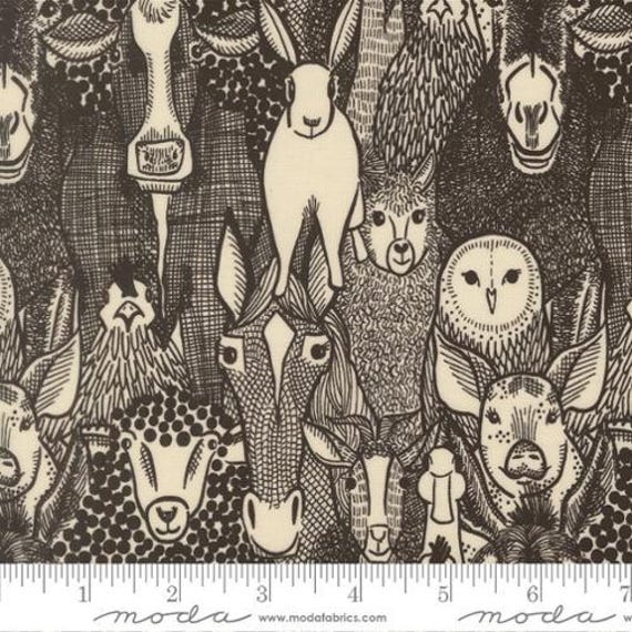 The Henhouse, by Gingiber, Barnyard Faces, in Iron, 48431 20, Moda, sold by the yard