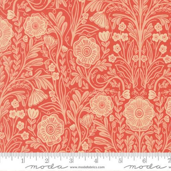 The Henhouse, by Gingiber, Poppy Florals, in Tomato, 48432 17, Moda, sold by the yard