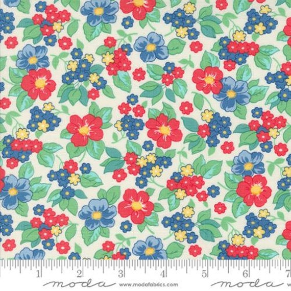 30s Playtime, Growing Garden Florals, Eggshell Primary, 33750 31, by Linzee McCray, for Moda, sold by the 1/2 yard or the yard