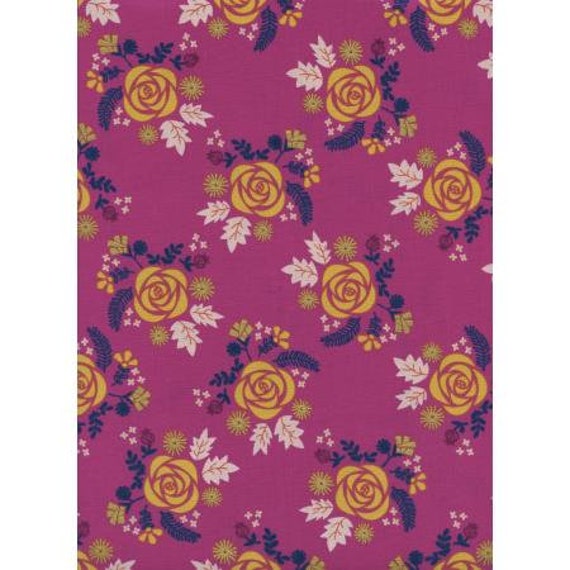 Akoma - Wildflower - Fuschia Fabric- R1972-001- By Rashida Coleman-Hale- Cotton and Steel- Sold by the 1/2 yard or the yard