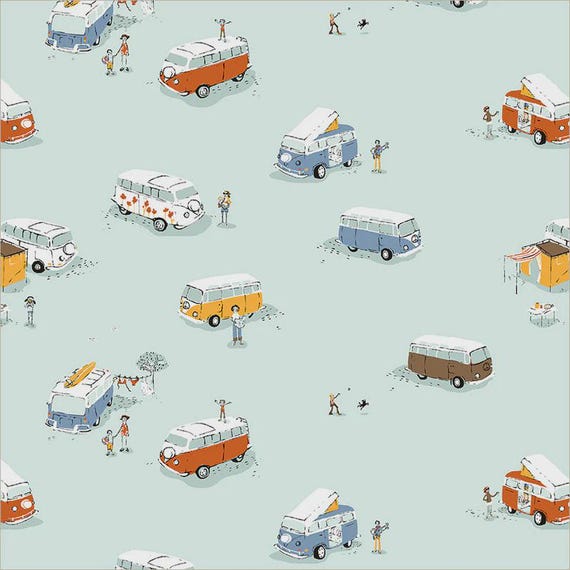 Bus Aqua by Heather Givans, Windham Fabrics, sold by the yard