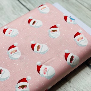 Holly Holiday, Santas Petalpink, C10881-Petalpink, By Christopher Thompson, for Riley Blake, sold by the 1/2 yard or the yard