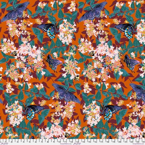 Our Fair Home, Neighborly, in Rust, By Anna Maria, for FreeSpirit, sold by the 1/2 yard or the yard