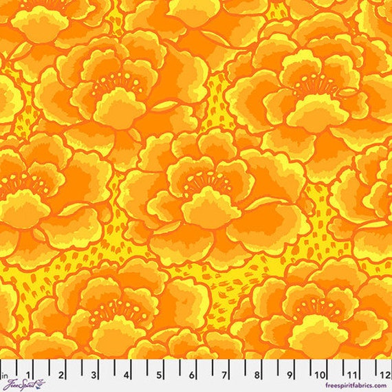 Tonal Floral in Gold, Kaffe Fassett Collective, Feb 2023, FreeSpirit Fabrics, sold by the 1/2 yard or the yard