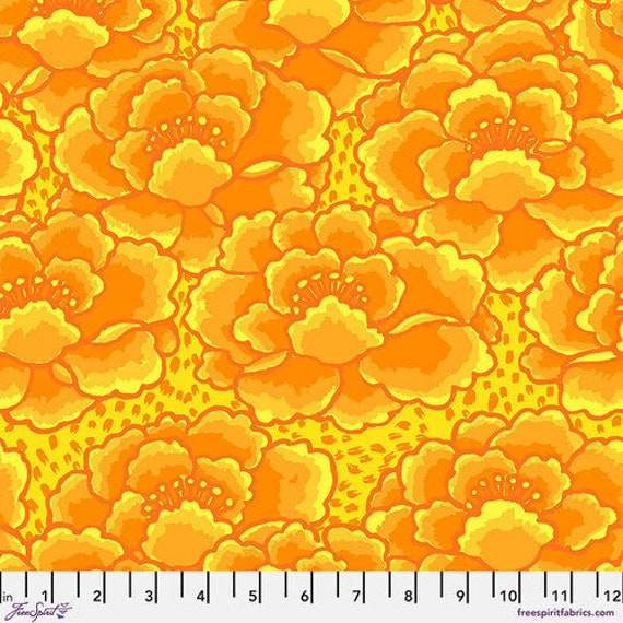 Tonal Floral in Gold, Kaffe Fassett Collective, Feb 2023, FreeSpirit Fabrics, sold by the 1/2 yard or the yard