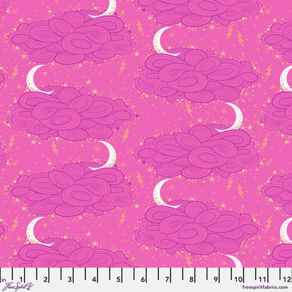 Nightshade (Déjà Vu), Storm Clouds, in Oleander, by Tula Pink for FreeSpirit Fabrics, sold by the 1/2 yard or the yard