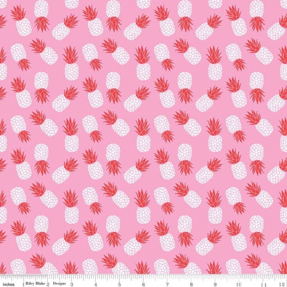 Havana Pineapple, Pink KNIT, By Patty Young for Riley Blake Fabrics K7021 Cotton Spandex, sold by the yard