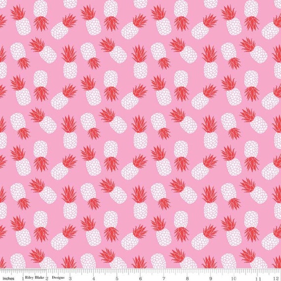 Havana Pineapple, Pink KNIT, By Patty Young for Riley Blake Fabrics K7021 Cotton Spandex, sold by the yard