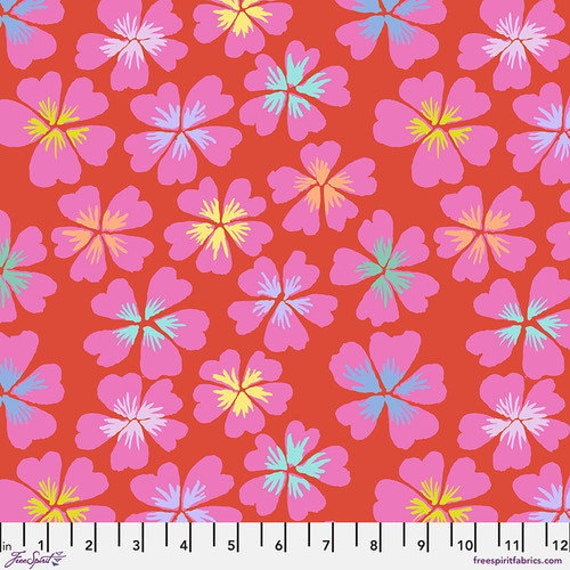 Petals - Red, PWGP201.RED, February 2024, by Brandon Mably for the Kaffe Fassett Collective, FreeSpirit, sold by the 1/2 yard or the yard