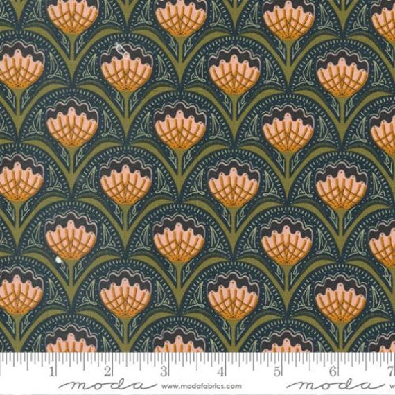 Quaint Cottage, Floret Florals, in Midnight, 48371 21, by Gingiber, for Moda, sold by the 1/2 yard or the yard