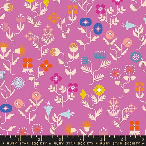 Salutations, Forget Me Not Florals Modern Flowers, in Heliotrope, By Rashida Coleman Hale, RS1092 13, Ruby Star Society, sold by the yard