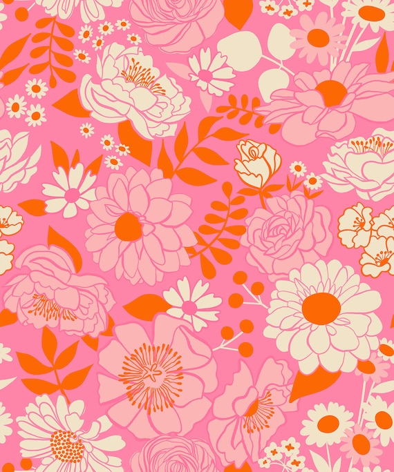 Rise And Shine, Morning Bloom, in June, RS0077 13, Ruby Star, sold by the 1/2 yard or the yard