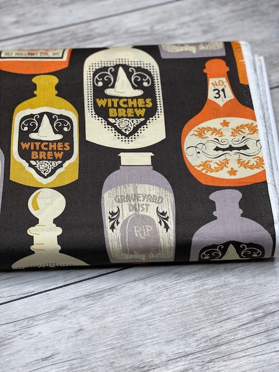 Witches Brew, Black,  Spooktacular, by Maude Asbury for Free Spirit, sold by the 1/2 yard or the yard