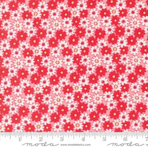 30s Playtime, Friendly Florals Florals, in Scarlet, 33751 13 by Linzee McCray, for Moda, sold by the 1/2 yard or the yard