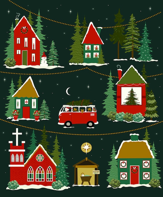 Christmas Is in Town Panel, Width: 36" x 43"
