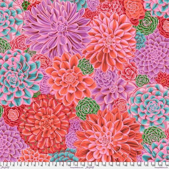House Leeks, in Pink, February 2025 collection, Philip Jacobs for the Kaffe Fassett Collective, sold by the 1/2 yard or the yard