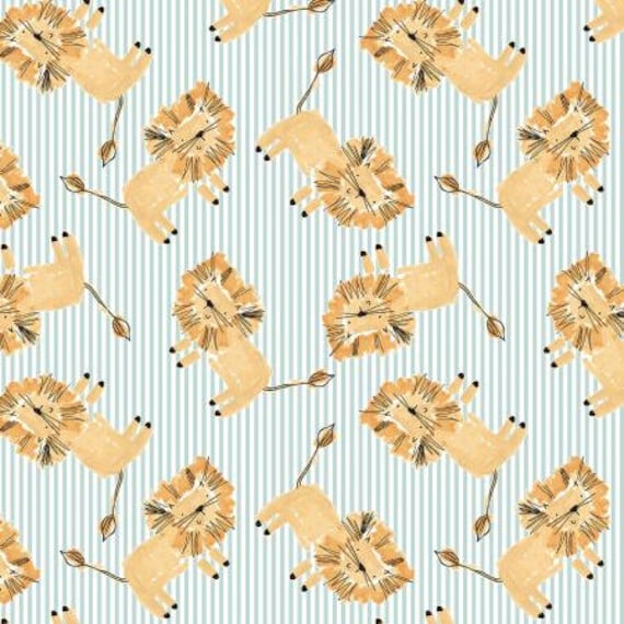 Wild Ones, Lion Pounce, Seafoam Fabric, RJ4102-SE2, By RJR/Cotton and Steel, Sold by the 1/2 yard or the yard