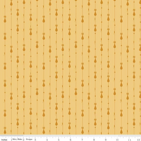 Mod Meow Stripes Honey, C10282-HONEY, By Amanda Niederhauser, for Riley Blake, sold by the 1/2 yard or the yard