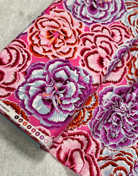 Picotee Carnations,  August 2025 Collection, by Brandon Mably, Kaffe Fassett Collective, PWPJ133.PINK, FreeSpirit Fabrics, sold by the yard