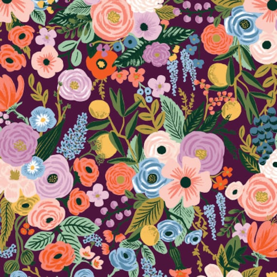 Orchard, Garden Party, Burgundy Fabric, RP100-BU9, By Rifle Paper Co, Cotton + Steel, sold by the 1/2 yard or the yard