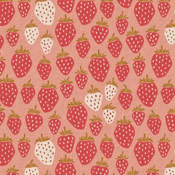 Under The Apple Tree II, Queen Of Berries, Queens Red Unbleached CANVAS Fabric, LV500-QR16UC, sold by the yard