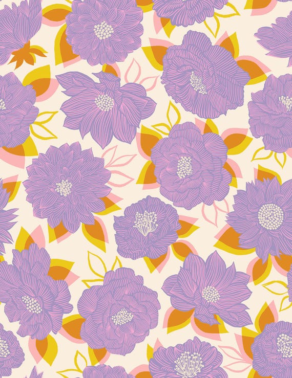 Favorite Flowers, Vintage Purple Flowers, in Thistle, By Ruby Star Society, RS5143 11 Ruby Star, sold by the 1/2 yard or the yard