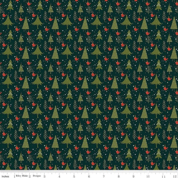 Christmas Is in Town, Trees in Forest, By Sandy Gervais, Riley Blake Designs, sold by the 1/2 yard or the yard