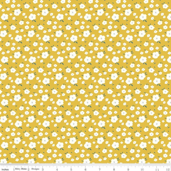Serendipity 2, Flower Bed, in  Golden, C17304-Golden, By Minki Kim, Riley Blake Designs, sold by the yard