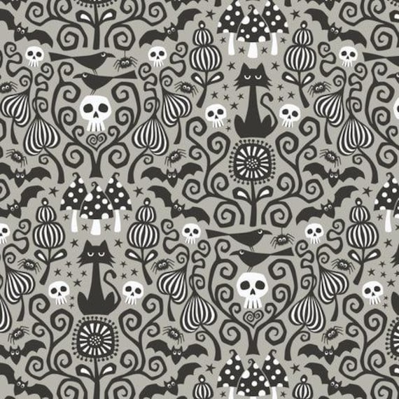 Gothic Whimsy, The Black Cat, By Anequ Studio, Cloud9 Fabrics, 100% Certified Organic Cotton, sold by the yard
