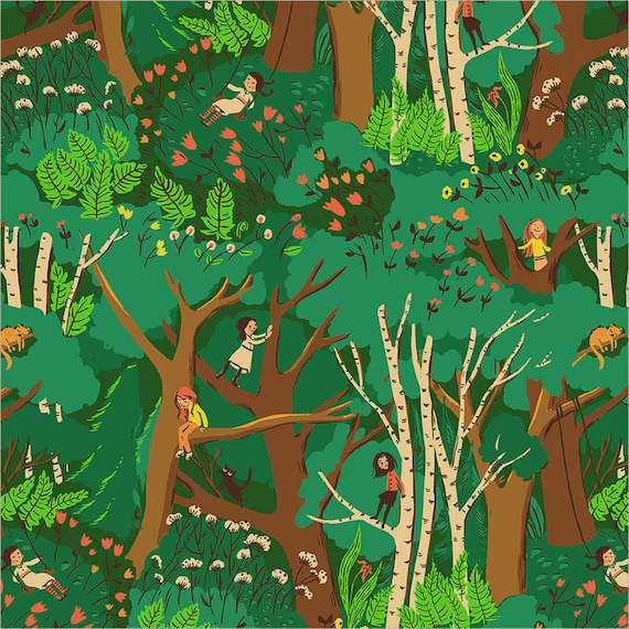 Climbing Trees, Jade by Heather Givans, Windham Fabrics, sold by the yard