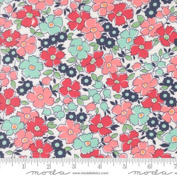 Summertime, Flower Patch Florals, in Cream, 55323 11, By  Camille Roskelley, for Moda, sold by the 1/2 yard or the yard