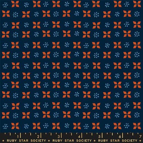 Sugar Maple, Block Print, in Navy, RS4092 19, By Alexia Abegg, for Ruby Star, sold by the 1/2 yard or the yard