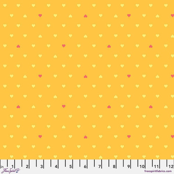 Besties, Unconditional Love, in Buttercup, by Tula Pink,  FreeSpirit Fabrics, sold by the 1/2 yard or the yard