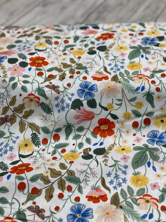 Strawberry Fields - Ivory Fabric-Cotton Fabric-RP400-IV4- Rifle Paper Co- Cotton and Steel/RJR- Sold by the 1/2 yard or the yard