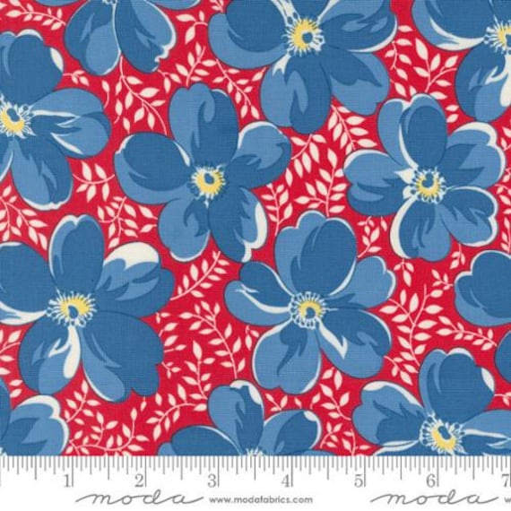 Time And Again, Viola Florals Feedsack, in Cherry, by  Linzee McCray, 23360 17, Moda, sold by the yard