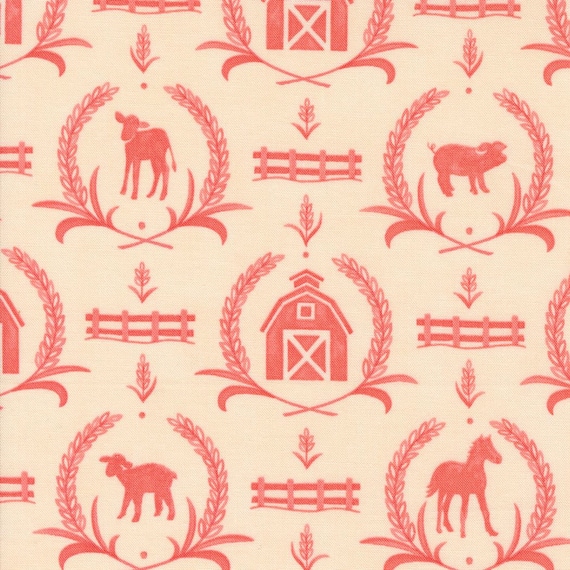 Willows Farm, Farm Yard Damask, in Blush, By Deb Strain, 56102 20, for Moda, sold by the 1/2 yard or the yard