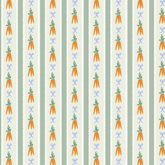 Easter - Carrot Patch - Mint Fabric, RP1504-MI2,  Rifle Paper Co, Cotton + Steel, sold by the 1/2 yard or the yard