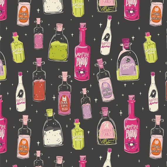 Liquid Magic Sour, Spooky "n Witchy, for Art Gallery Fabric, sold by the 1/2 yard or the yard