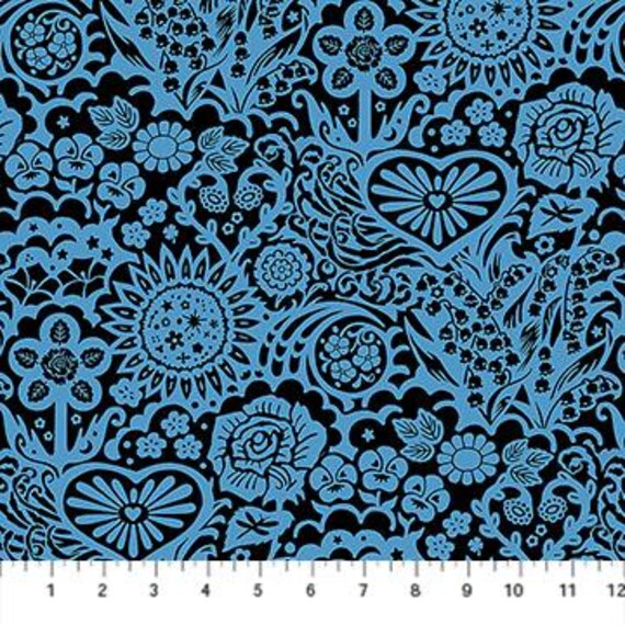 Yesterday, Big Heaven, in Blue Jeans, AMT157-62L, Northcott Fabrics, Anna Maria Textiles, sold by the yard