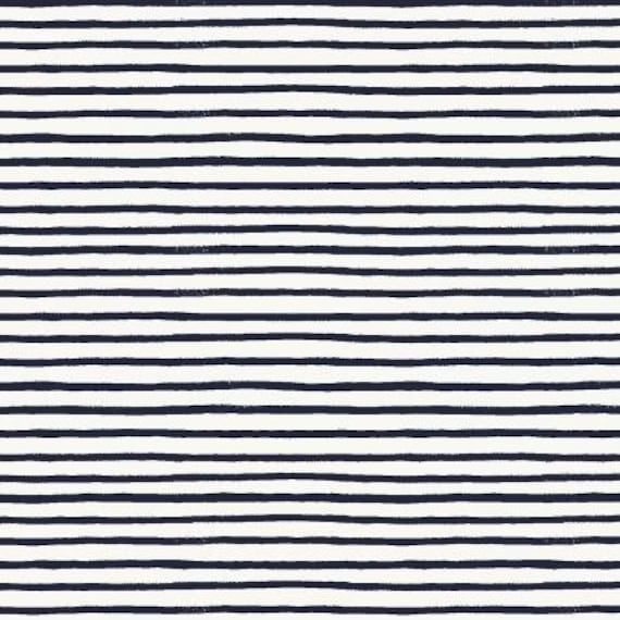 Holiday Classics, Festive Stripe, Navy Fabric, RP609-NA2, RP802-RE1M, By Rifle Paper Co,  Cotton + Steel, Sold by the 1/2 yard or the yard
