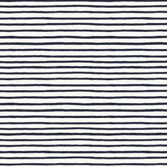 Holiday Classics, Festive Stripe, Navy Fabric, RP609-NA2, RP802-RE1M, By Rifle Paper Co,  Cotton + Steel, Sold by the 1/2 yard or the yard