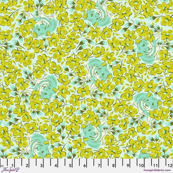 Besties, Chubby Cheeks, in Clover, by Tula Pink, for FreeSpirit Fabrics, sold by the 1/2 yard or the yard