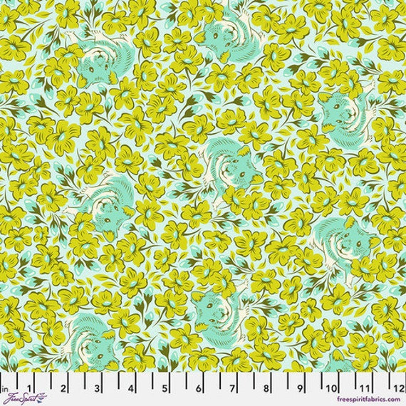 Besties, Chubby Cheeks, in Clover, by Tula Pink, for FreeSpirit Fabrics, sold by the 1/2 yard or the yard