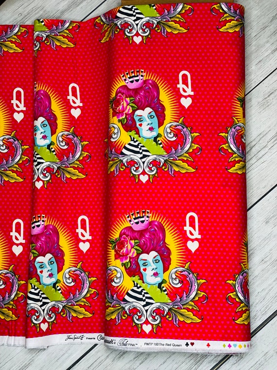 The Red Queen, Wonder, Curiouser and Curiouser, by Tula Pink, for Free Spirit, sold by the 1/2 yard or the yard  100% cotton