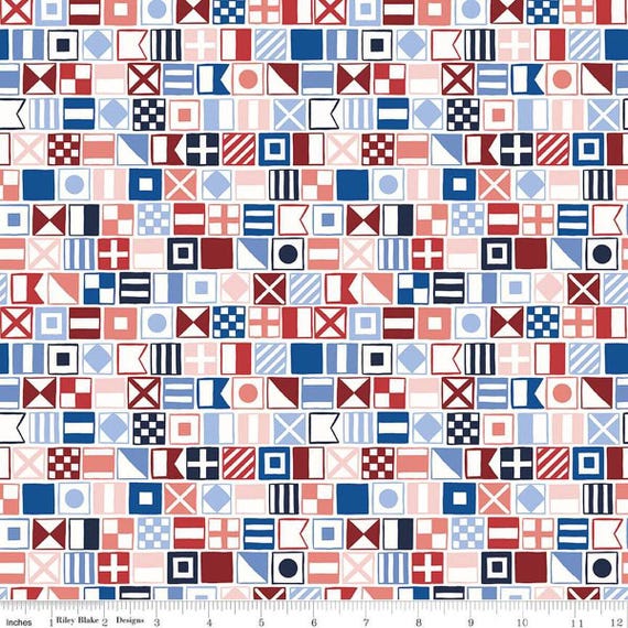 Yacht Club, Flags Multi, By Amanda Niederhauser, For Riley Blake Designs, sold by the 1/2 yard or the yard