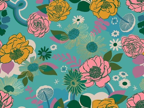 Reverie, Flowers, Metallic Succulent, By Melody Miller, RS0047 15M Ruby Star, sold by the 1/2 yard or the yard